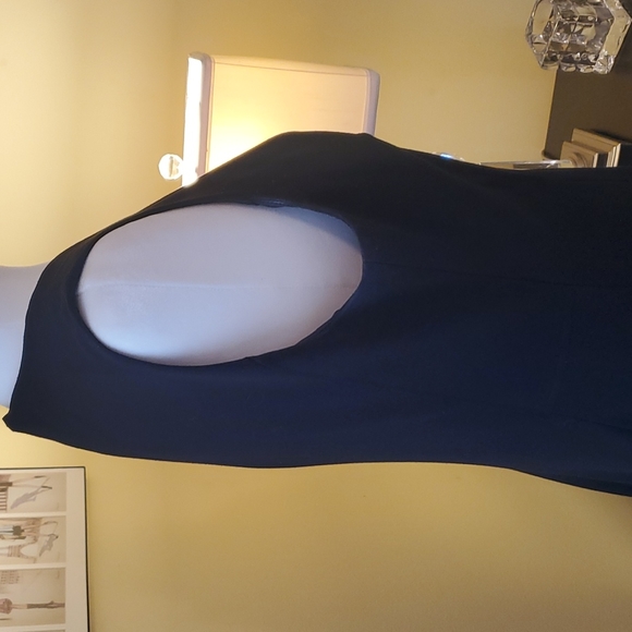 TAHARI DRESS, size 10, black, sleeveless, front zipper, good. - Picture 5 of 8